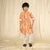 Ministitch full sleeves printed kurta and pyjama set for boys - Orange, Cream, Yellow