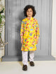 Ministitch Girls Muslin Cotton Woven Sleeveless Digital Printed  Shrara With Top Set- Yellow