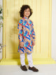 Ministitch Girls Muslin Cotton Woven Sleeveless Digital Printed  Palazzo With Embriodered Top Set- Blue