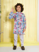 Ministitch Girls Muslin Cotton Woven Sleeveless Digital Printed and embriodered  Sharara and Top Set- Skyblue