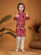 Ministitch Rayon Woven 3/4th Sleeves Floral Applique pant and top set - Pink