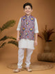 Ministitch Woven Sleeveless Embriodered Kurta with Palazzo and dupatta- Lilac