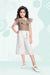 Ministitch polka pattern georgette top with 3/4th palazzo Pants for baby girls - beige & White