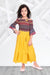Ministitch Multicolour bell sleeves elasticated top with mustard palazzo pants for baby girls - Multicolour & Mustard