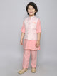 Ministitch Kurta set with embriodered button up jacket- Blue