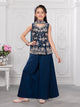 Ministitch Georgette Woven Sleeveless Floral handwork silver Embriodered Kurti Palazzo Dupatta set - Pink