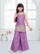 Ministitch Cotton silk Woven full sleeves Printed Kurta Pajama Nehru Jacket  set-Lilac