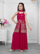 Ministitch Cottonsilk  Woven Full Sleeves Embriodered Kurta Set - Red