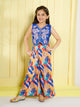 Ministitch Boys Muslin Cotton Woven Full Sleeves Digital Printed Kurta Pajama Sets - Blue