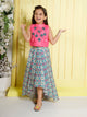 Ministitch Boys Muslin Cotton Woven Full Sleeves Digital Printed Kurta Pajama with waistcoat Sets- Green