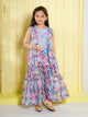 Ministitch Boys Cotton Woven Full Sleeves Digital Printed Kurta Pajama Sets- Skyblue