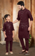 Ministitch Father and son Wine Kurta and sequin embroidered Jacket Set