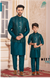 Ministitch Father and son green Kurta and sequin Jacket Set