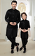 Ministitch Father and son Black Kurta and velvet Jacket Set