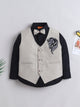Ministitch Cotton Woven Full Sleeves Silver Horse Applique embrioderes Waistcoat Shirt with Bow - Blue