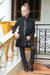 Ministitch 3 pcs Black indowestern kurta, jacket and pant set for boys