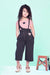 Ministitch stripped pattern jumpsuit with T-Shirt for baby girls - Pink & Black