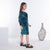 Ministitch solid velvet with tissue flower embellished puffed sleeves midi dress for baby girls - Teal