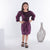 Ministitch solid velvet with tissue flower embellished puffed sleeves midi dress for baby girls - Wine