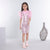 Ministitch Sequin with tissue puffed half sleeves with bow neck designer midi dress - Babypink
