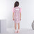Ministitch Sequin with tissue puffed half sleeves with bow neck designer midi dress - Babypink