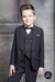 Black color solid 5 piece tuxedo suit for boys with bow-CS1941