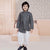 Ministitch Self Jaquard print Grey Indo western jacket and Dhoti/Salwar set for Boys