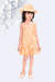 Ministitch stripped pattern one shoulder Midi dress for baby Girls - Orange & White