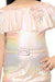 Ministitch Shinning Baby Pink knee length midi dress with multicolour waistbelt