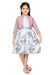 Ministitch Floral Print Sky Blue Fit & Flare Dress with Pink Bobby print Over Coat