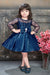 Ministitch Royal Blue Satin frock for baby girls.