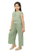 Ministitch Olive Green solid Lap over Short Sleeves top with Culotte