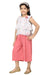 Ministitch white Gorgette floral Girls Sleeveless Ruffle top with Pink Culotte