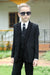 Ministitch 5pc standard notch textured coat suit set for boys - Black