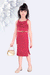 Ministitch designer midi Dress for baby girls- Red