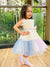 Ministitch Multicolour frock with sequene bow for baby girls