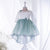 Ministitch Green Three Fourth Sleeves Corsage Applique Bottom Lace Detailed Tulle Party Wear Dress