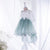 Ministitch Green Three Fourth Sleeves Corsage Applique Bottom Lace Detailed Tulle Party Wear Dress