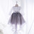 Ministitch Grey Three Fourth Sleeves Corsage Applique Bottom Lace Detailed Tulle Party Wear Dress