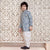 Ministitch indo western grey jacquard jacket with white cotton dhoti