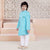 Ministitch Indo western skyblue jacquard jacket with white cotton lucknowi pant