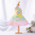 Ministitch Multicolour net flower crafted frock with tassels for baby girls