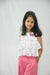 Ministitch white Gorgette floral Girls Sleeveless Ruffle top with Pink Culotte