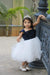 Ministitch satin flower crafted soft Tulle Frock for Girls - Navy Blue